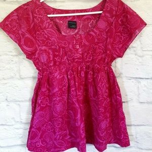 NEW Expressions Hot Pink Floral Blouse Top